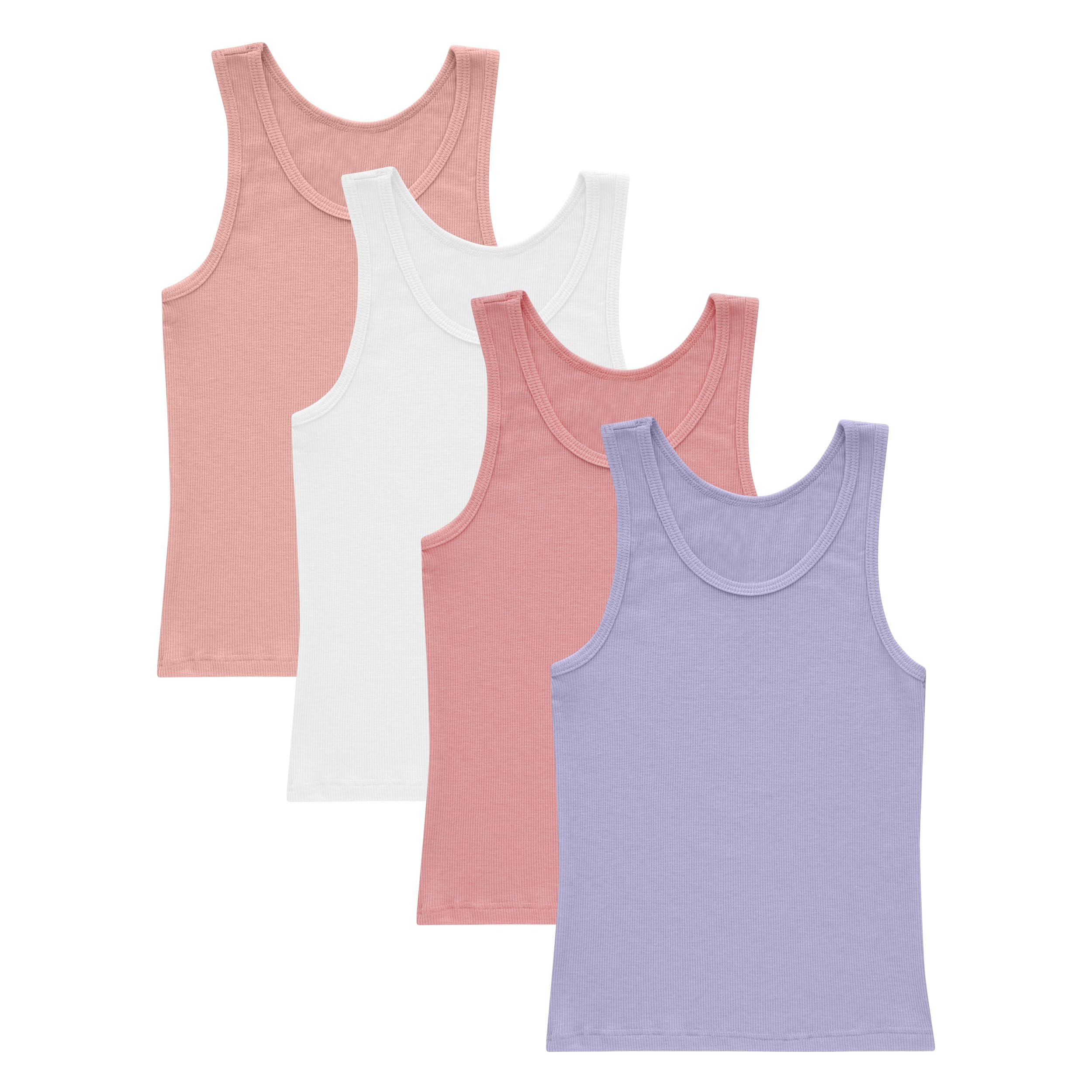 Hanes Girl's Originals Tank Pack, Supersoft Tank Top for Girls, Modal Stretch Rib Tanks, 4-Pack