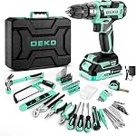 Drill Tool Kit Set: 20V Cordless Power Drill Tool Box with Battery Electric Drill Driver for Women and Men Home Hand Repair Basic Toolbox Tools Sets Drills Case (Red)