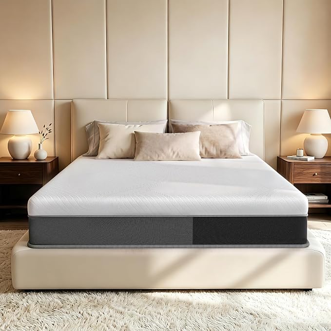Himanba 12 Inch King Size Mattress, Pocketed Springs & Cooling Memory Foam, Hybrid Mattress in a Box, Motion Isolation, Support, Stress & Pain Relief, Soft Fabric, Medium Firm, CertiPUR-US Certified