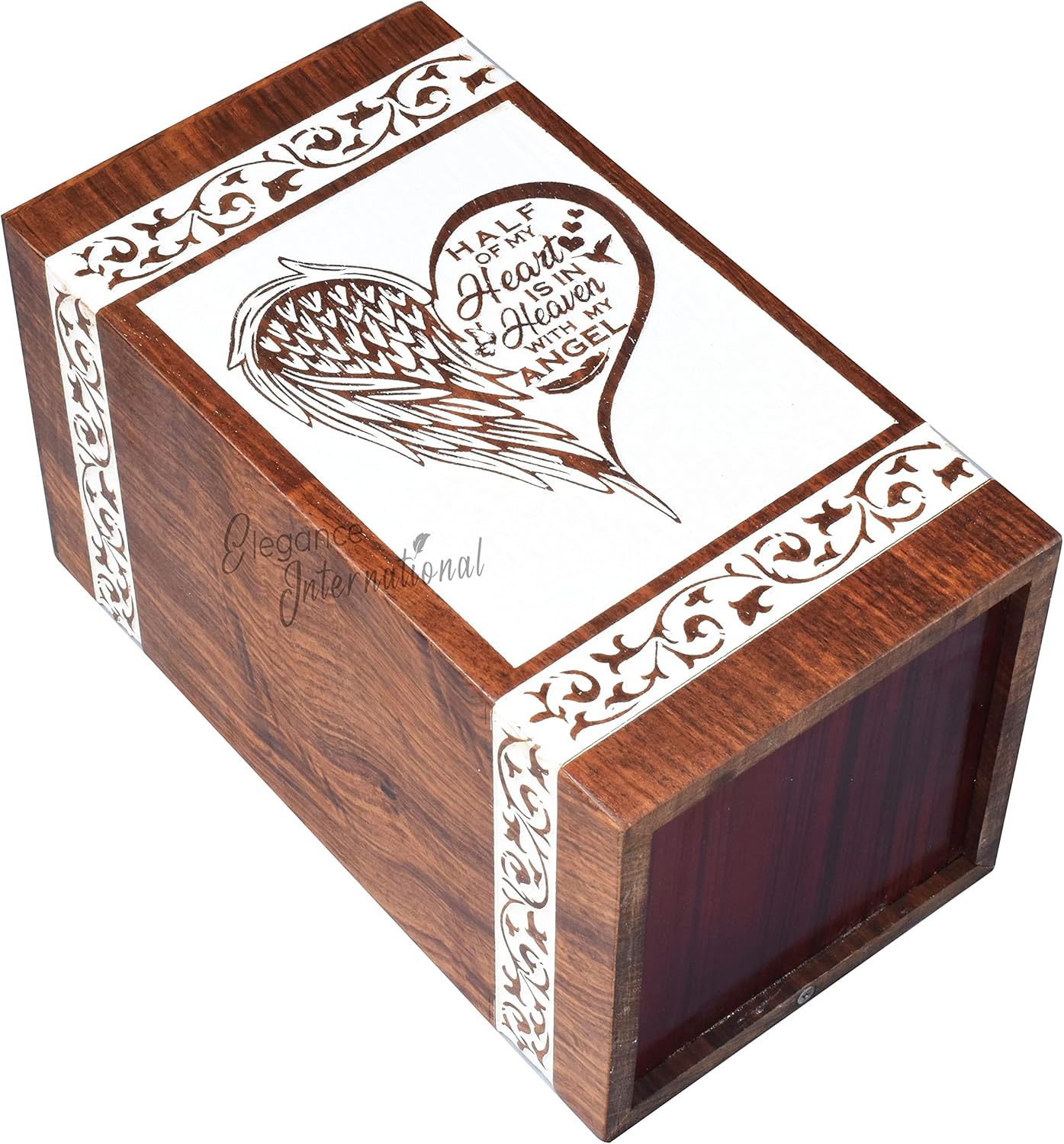 Wooden Urns for Human Ashes Adult Male/Female - Handcrafted Rosewood Cremation Urns for Ashes Adult - Burial/Funeral Urns for Ashes - Decorative Urns (White,Adult 250cu/in)