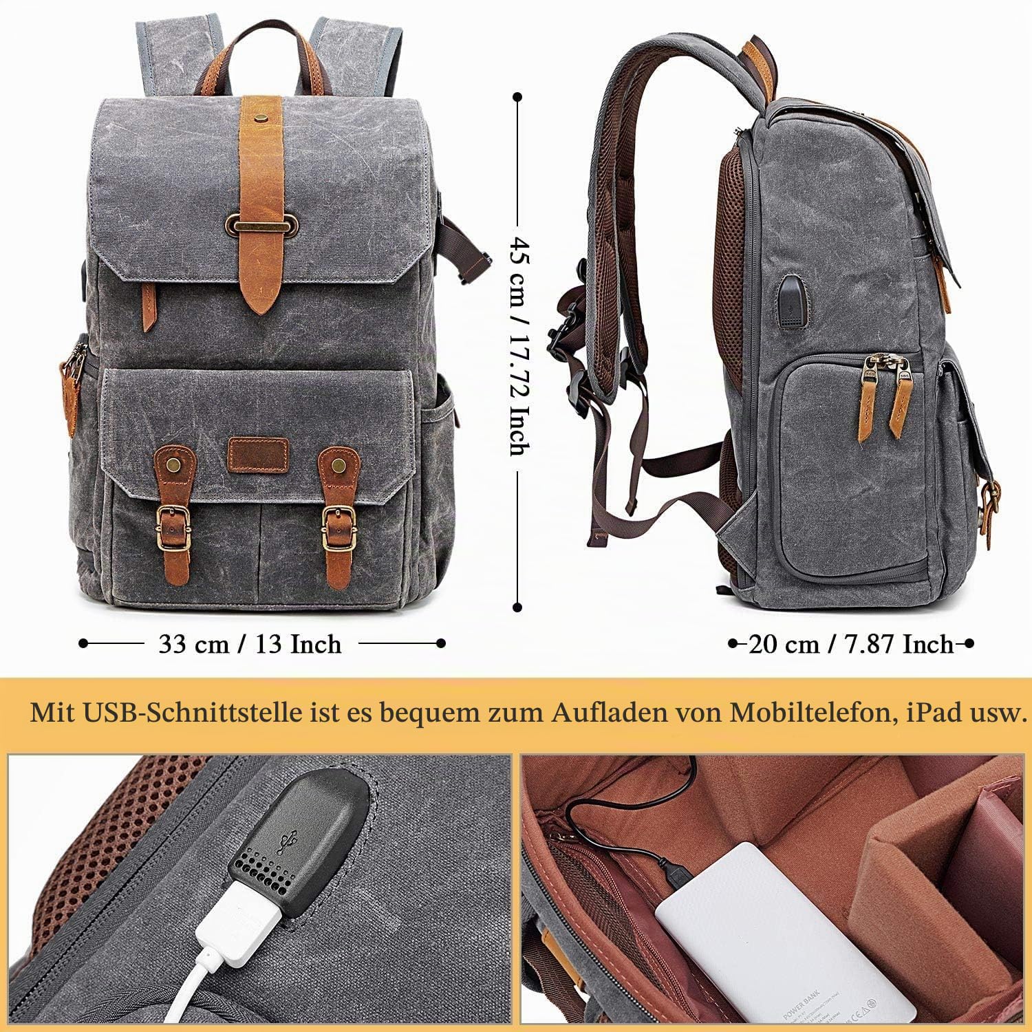UBAYMAX Rucksack für Spiegelreflexkameras, wasserdicht, für Spiegelreflexkameras, stoßfest, 39,6 cm (15,6 Zoll), Laptoptasche, Reisetasche für Canon, Nikon, Sony, Olympus,