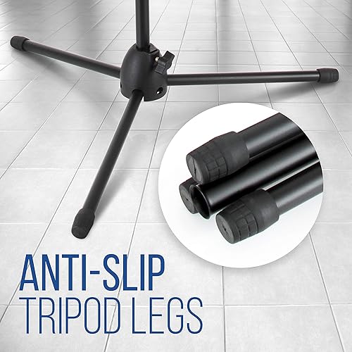 Miniatura 3 de Pyle Soporte universal para micrófono de trípode, par de altura ajustable de 27.5 a 52 pulgadas de alto y longitud de pluma extensible de 24