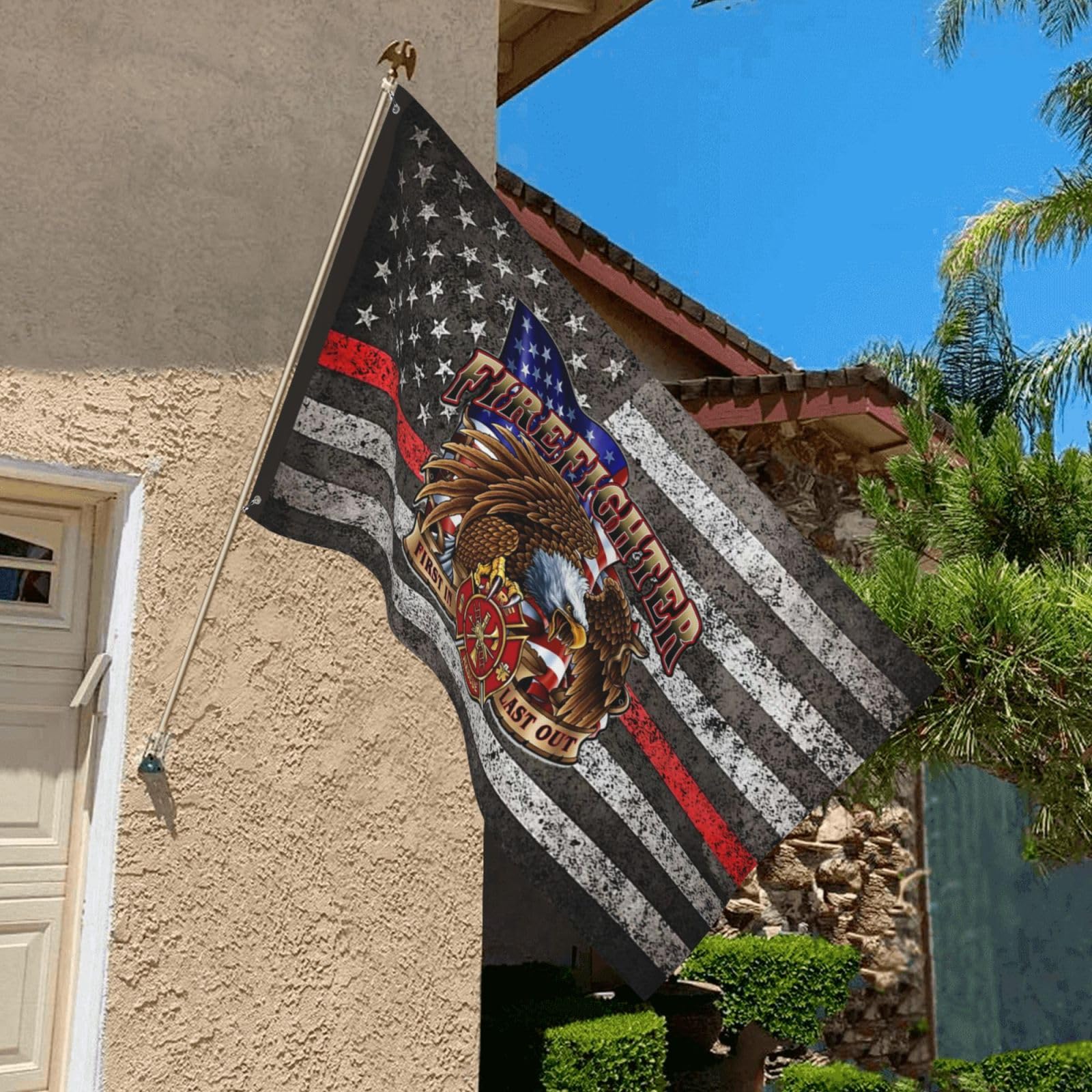 Thin Red Line Feuerwehr-Gedenkflagge 9 X 152 Cm – Patriot Day, Outdoor-Deko Für Garten, Balkon & Haus