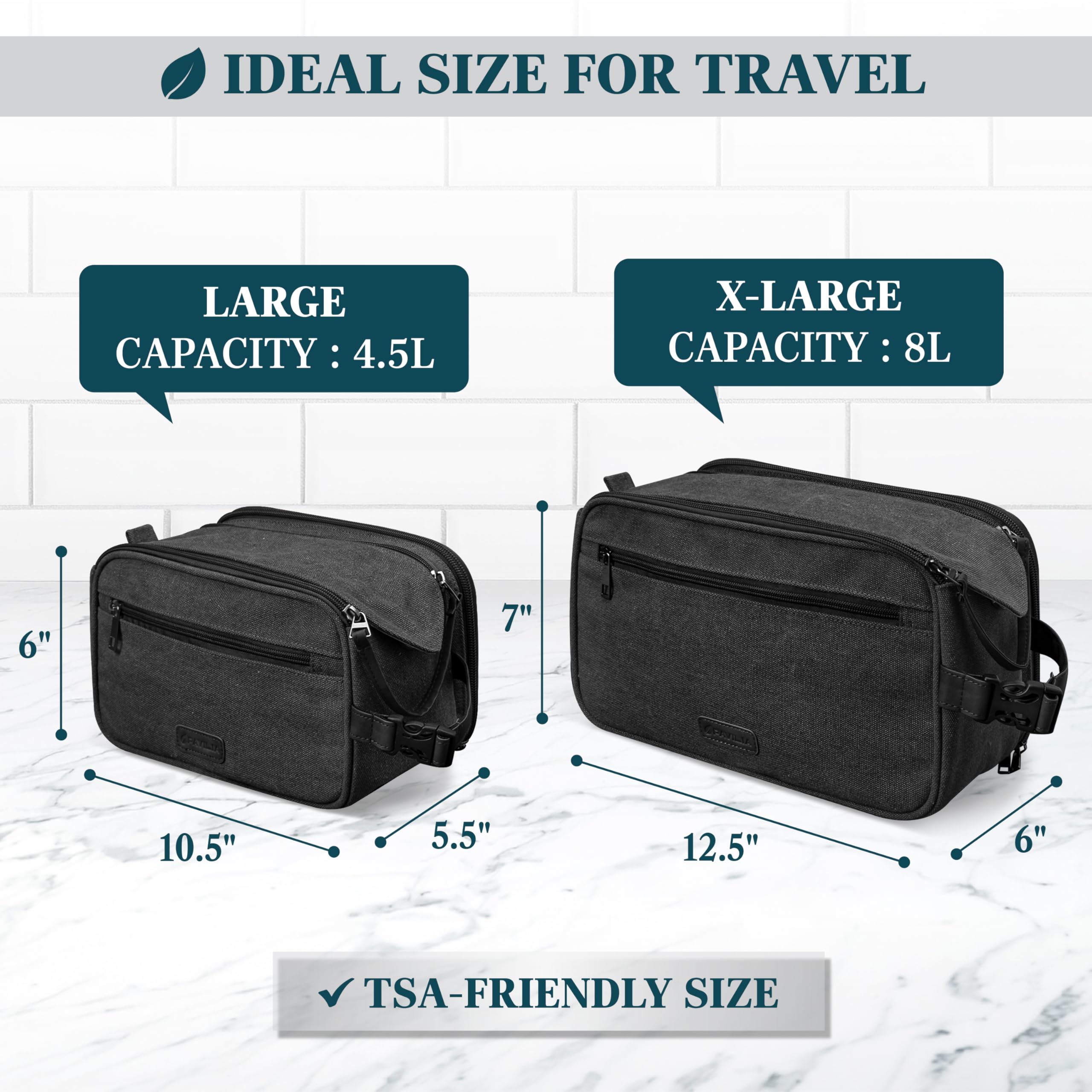 PAVILIA Toiletry Bag Travel Dopp Kit Organizer for Men and Women