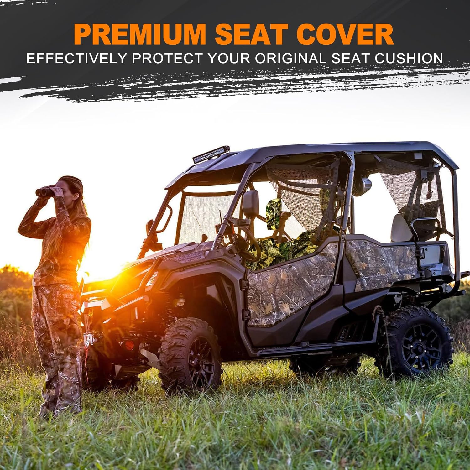 BORDAN UTV Seat Cover for Pioneer 1000/1000-5/1000-6 2016-2025, 1680D Heavy Duty Camo Seat Covers for Pioneer Full Protection Outdoor Waterproof Bench Seat Cover(4 PCS)