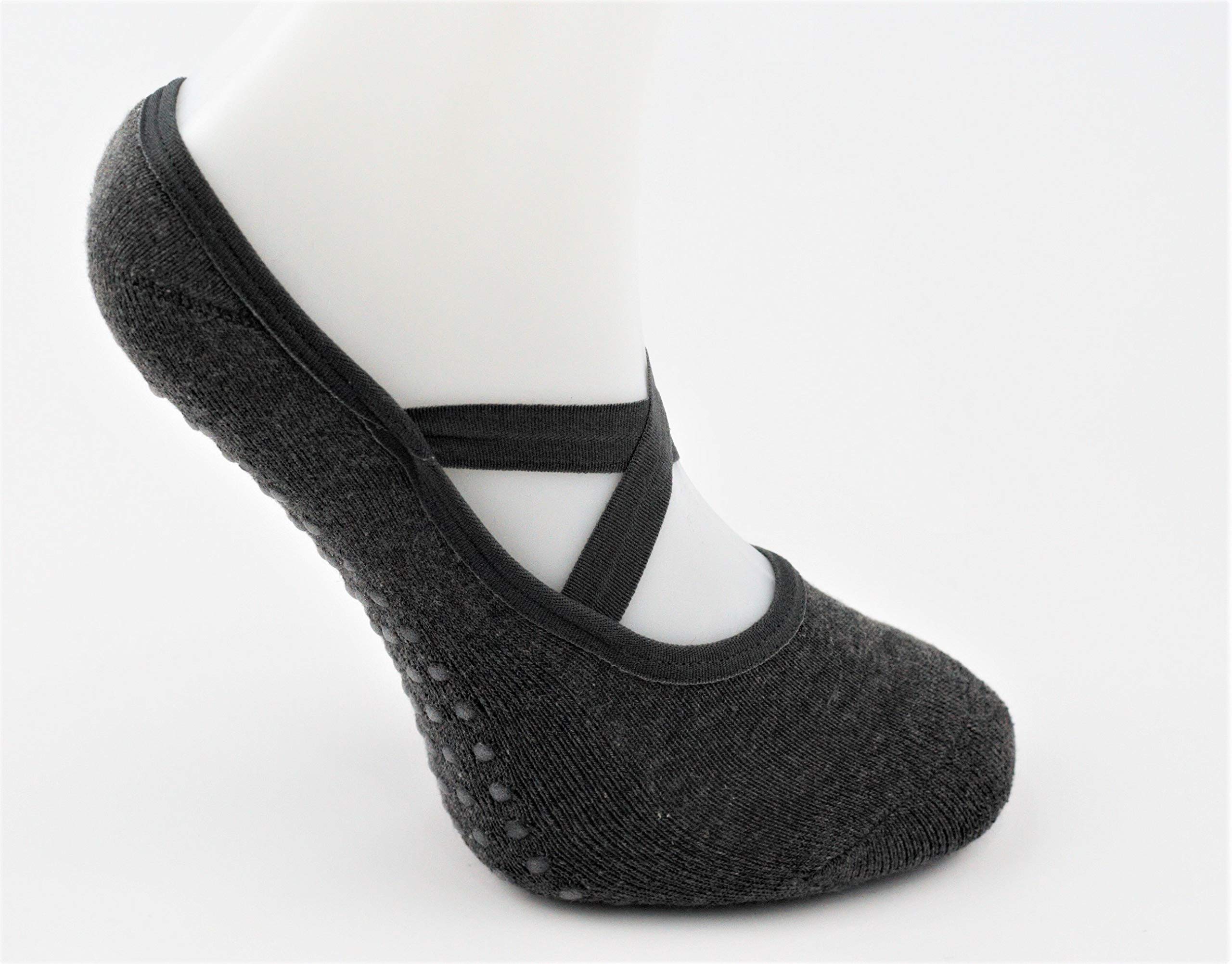 HOBBY TRENDY Yoga Socks Non Slip Ideal for Yoga Pilates Barre Fitness Sticky Toe Grip Great as Slippers Too (Gray, 4)