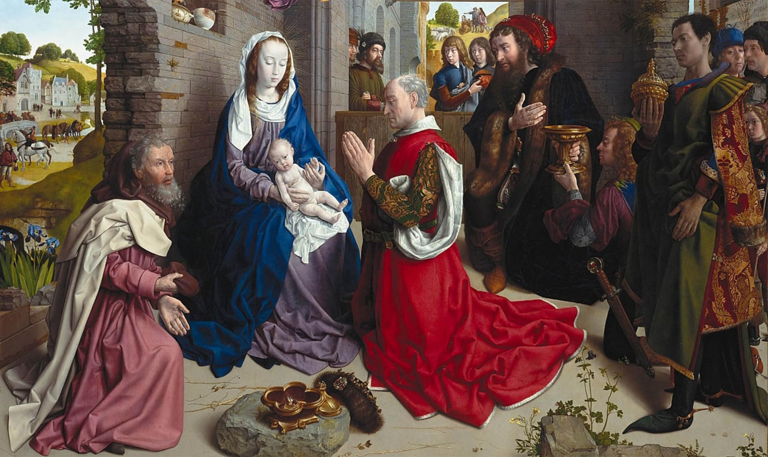 SERENDIPITP Abstract Painting Mural Print Picture Wall Decor Painting the Adoration of the Kings by Van Der Goes Vintage Wall Artwork for Home Decor 60x90cm