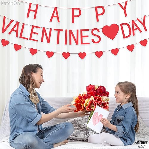 Miniatura 6 de KatchOn, Cartel de fieltro para el día de San Valentín, 8.2 pies, sin bricolaje, guirnalda de corazón, guirnalda de San Valentín para decoraciones