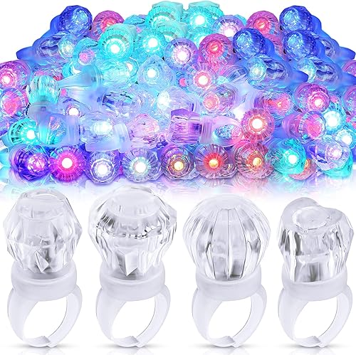 Leyndo Light up Rings LED Glow in the Dark Rings Bumpy Jelly Rubber Finger Lights for Party Supplies Concert