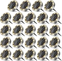 Vista 12 de Peasur Luces solares de suelo para exteriores, paquete de 8 luces planas de disco con energía solar, IP68 impermeable, antioxidante, iluminación