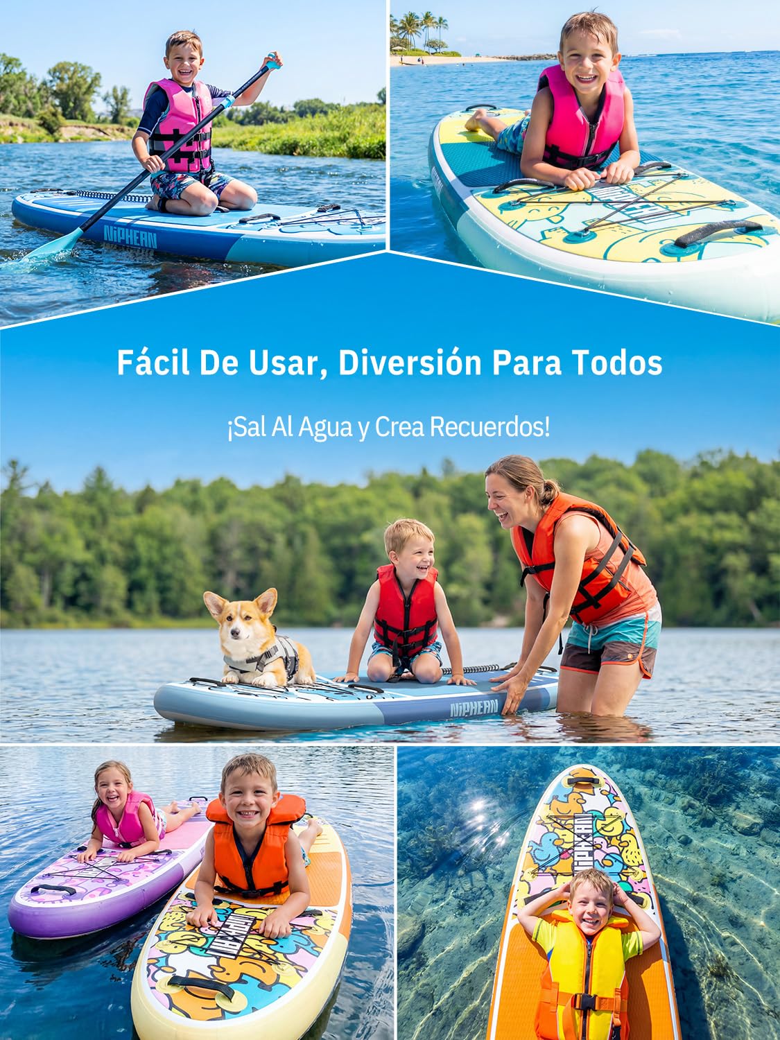 Niphean Tabla Paddle Surf Hinchable con Accesorios 320cm/230cm Sup | Tabla Paddle Surf Rígida, Antideslizante, Kit Reparación, Adultos, Jóvenes, Principiantes, Yoga