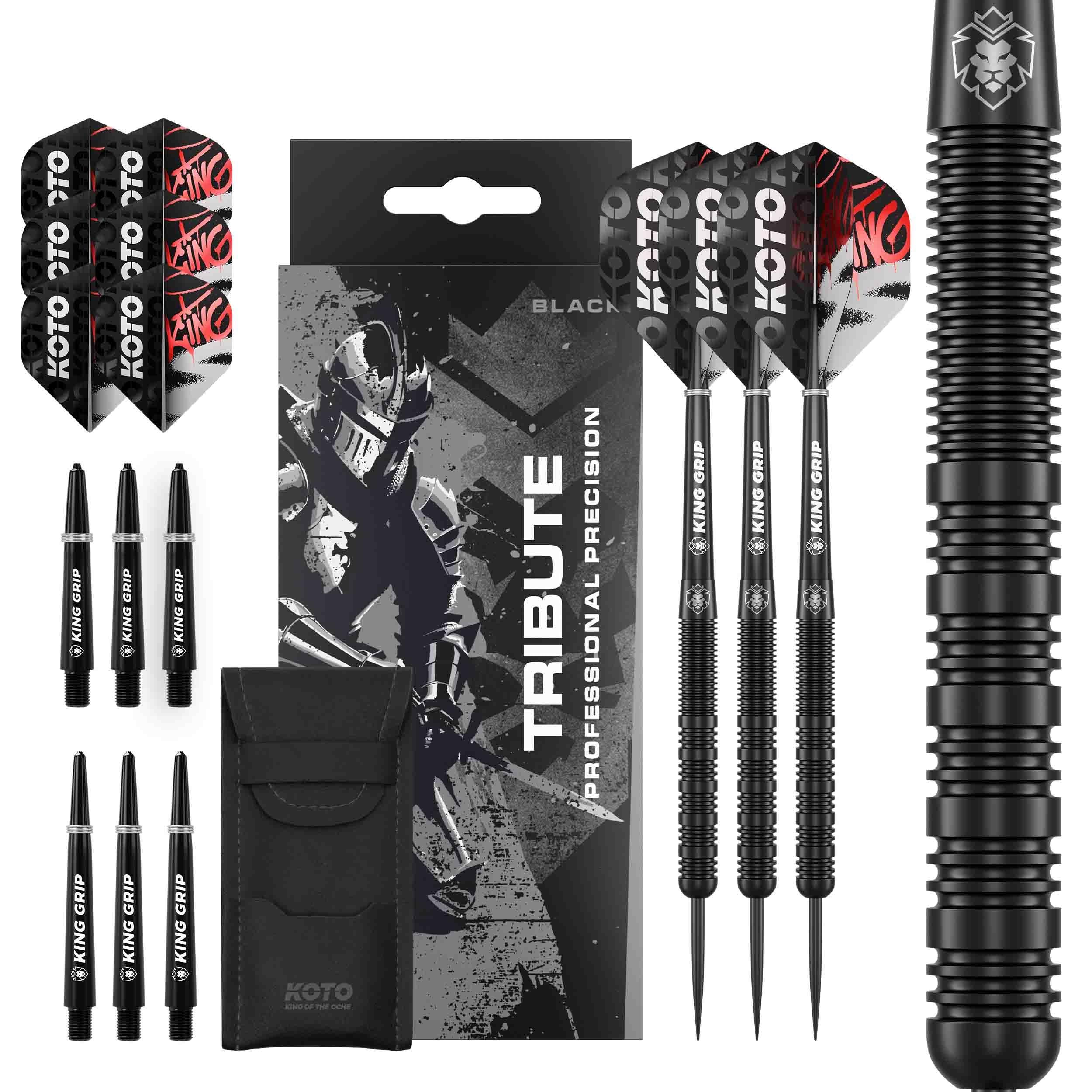 KOTO - Tribute Darts 18 Gram, Black, Incl. KOTO Flights, Shafts & Dart Case