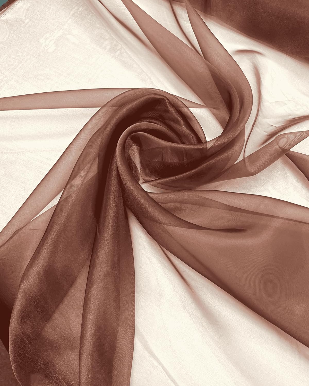 Sheer Organza Fabric by The Yard for Sewing Fashion Wedding Dress DIY Event Decorations, 60’’ Wide Sparkle Silky Crystal Organza Fabric (Brown, 10 Yard)