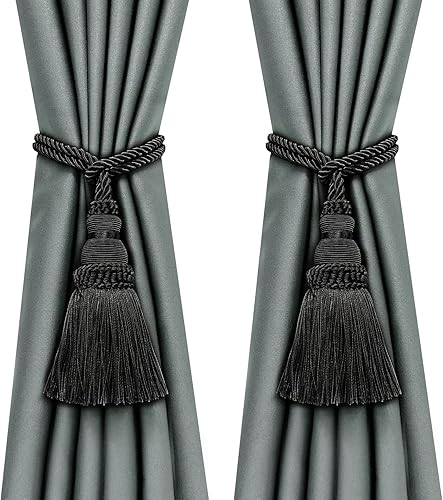 Miniatura 7 de Fenghuangwu Paquete de 4 alzapaños de cortina con borlas para cortinas hechas a mano para exteriores, hogar y exteriores decorativos (mezcla de