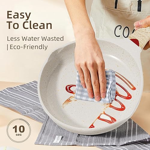 Miniatura 6 de Caannasweis Sartén antiadherente de granito, sartenes antiadherentes para tortillas, sartén para huevos de tortilla, sartén de chef de piedra,