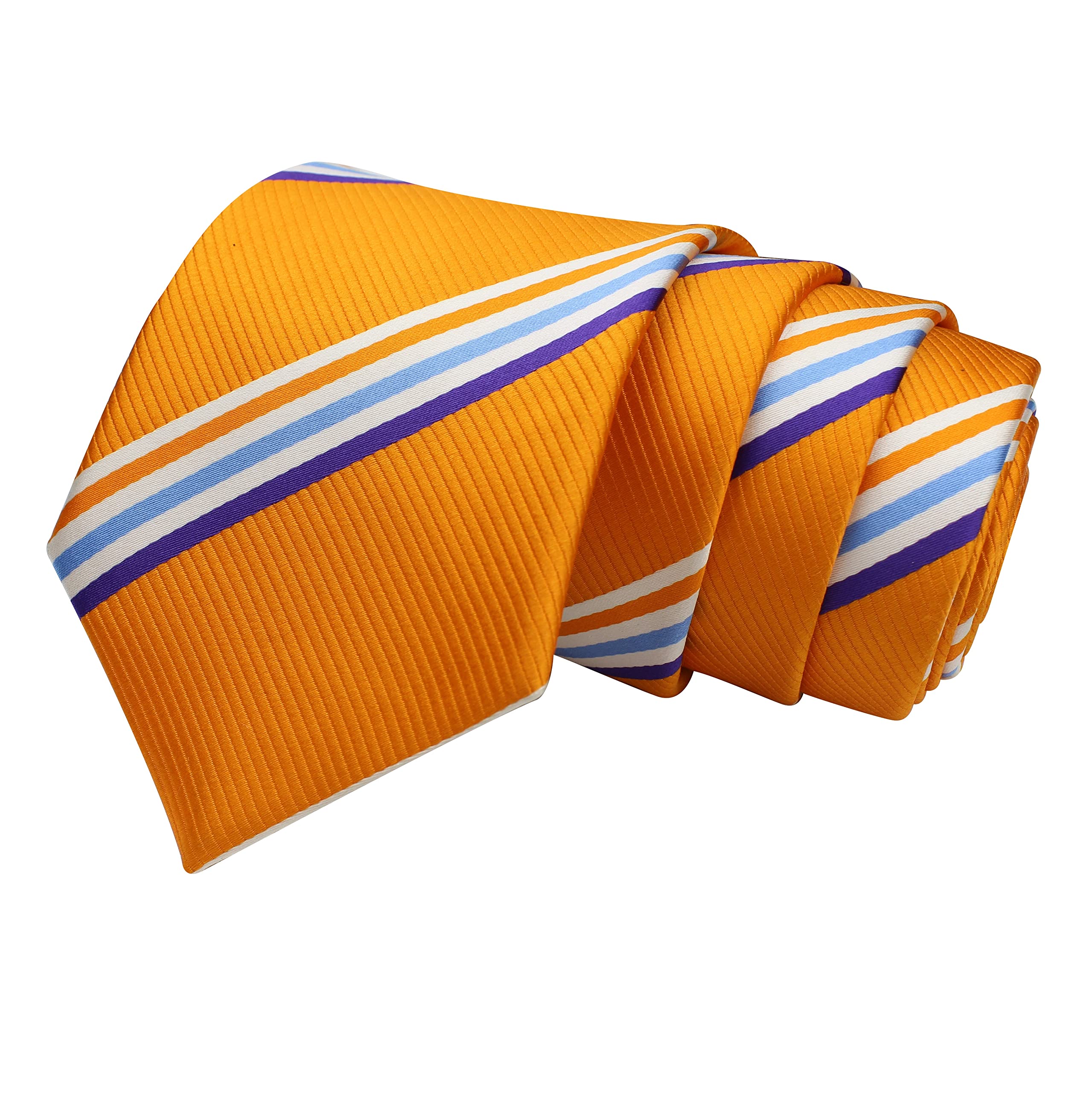 peluche Snappy Striped Orange Neck Tie For Men-picture-22