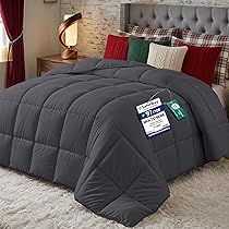 Utopia Bedding Piumone – Piumino Letto Matrimoniale – Trapunta 100% Microfibra in Fibra Cava – (Grigio, 220 x 240 cm-370 gsm)