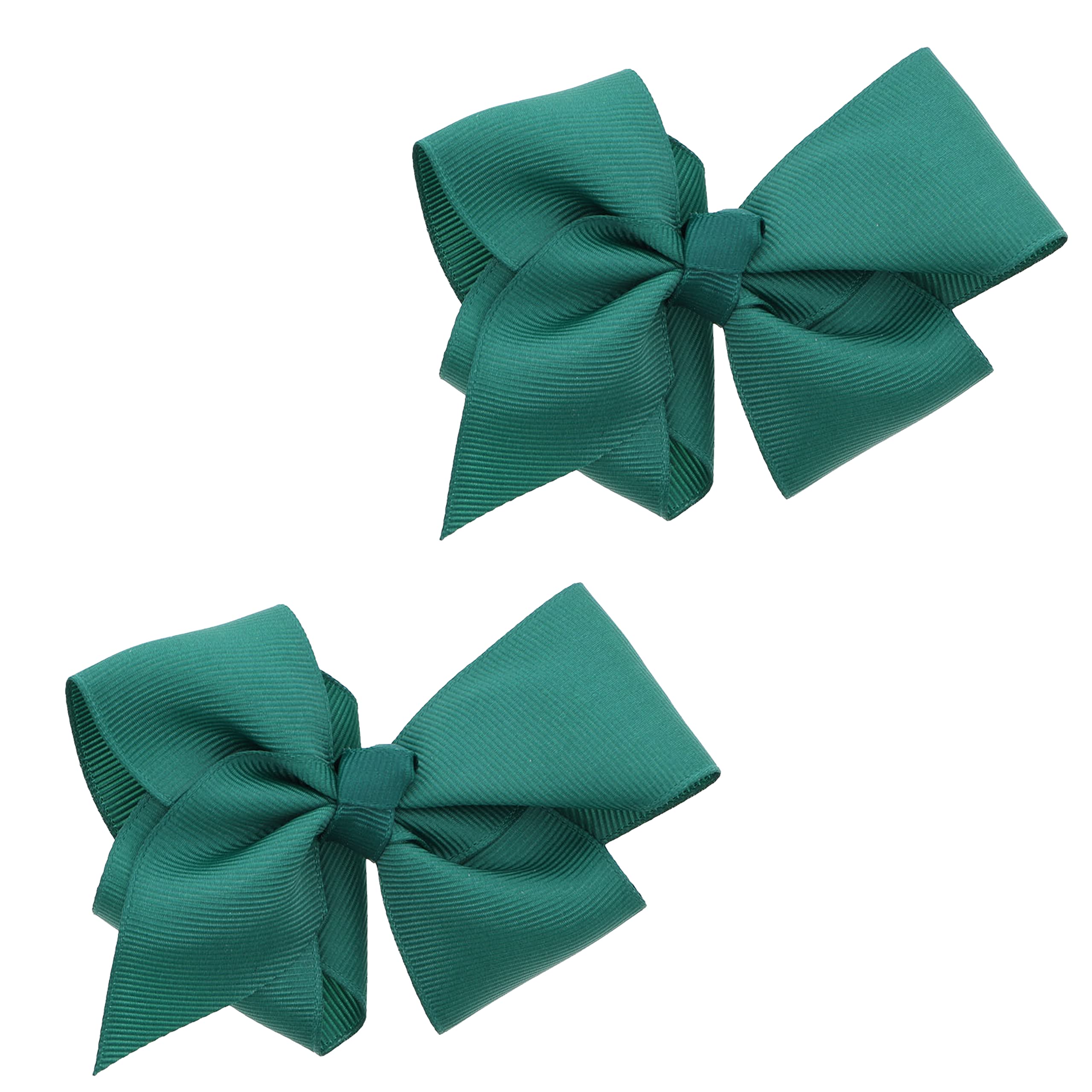 Lazo de grogrén de 3 pulgadas para niñas pequeñas, juego de 2 (verde cazador)