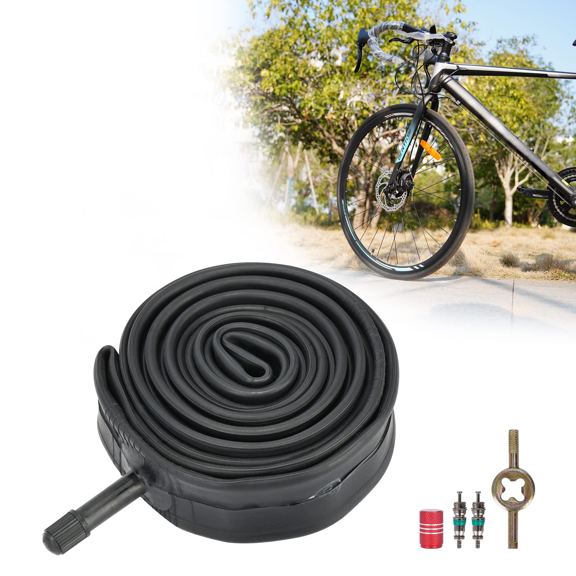 RUTU 27 x 1 3/8 Bike Tire Tubes(700 x 35-40 Tube),27 x 1.3/8 Inner Tube with 32mm Schrader Valve and Installation Accessories - Premium Heavy Butyl Inner Tube