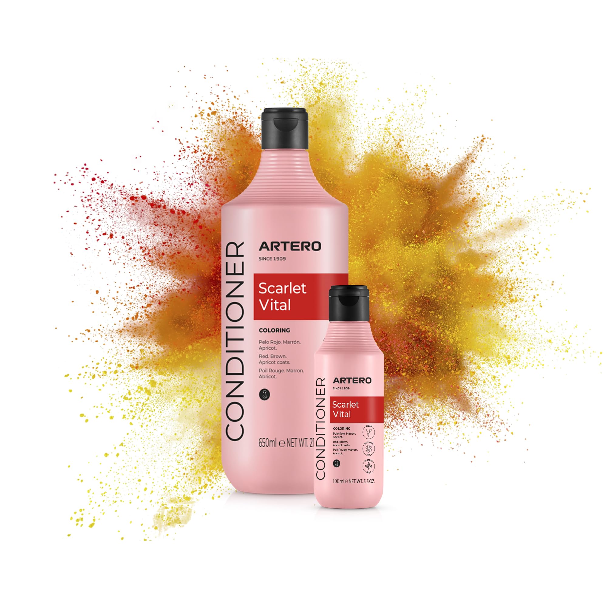 Artero Scarlet Vital Mascarilla Potenciadora de Color para Perros Rojos, Marrones, Chocolate y Apricot, 650 ml