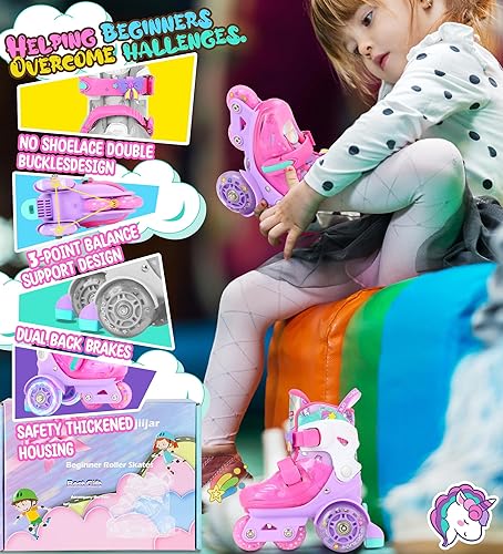 Miniatura 9 de Patines ajustables para niñas y niños con ruedas iluminadas de 3 a 9 años  Patines con ruedas iluminadoras