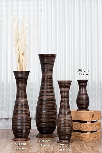 Miniatura 4 de Leewadee Jarrón grande marrón para decoración del hogar, de madera, de 34 pulgadas de alto, decoración de granja, soporte para flores para plantas