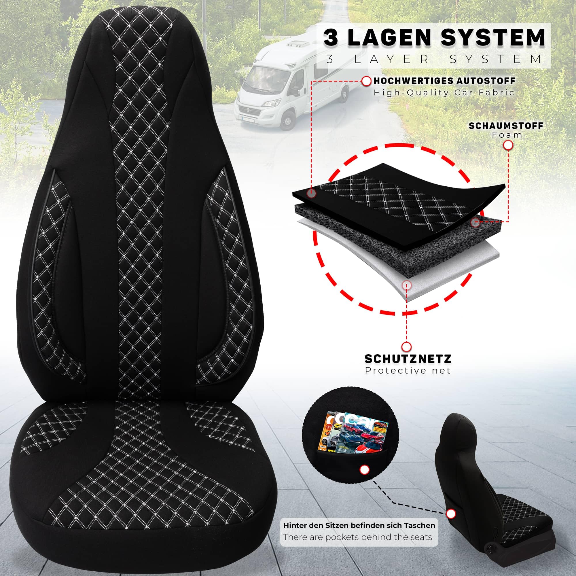 BREMER SITZBEZÜGE Wohnmobil Schonbezüge für Chausson Kastenwagen Van (WPL408)