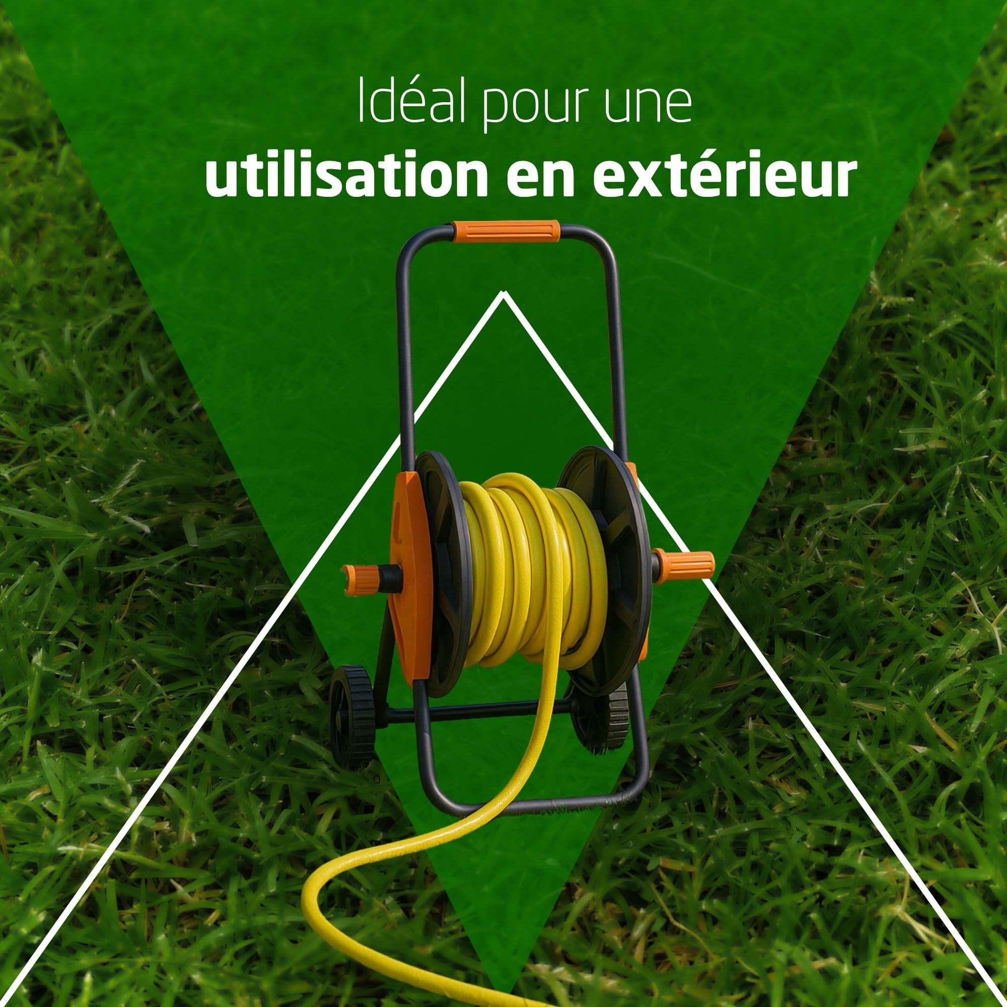 Amig - Dévidoir | pour 1/2" | 1/2" - 45 M | Enroulé Jusqu'À 45 M | avec Manivelle Manuelle pour Un Ramassage Facile | Polypropylène | Orange Et Gris