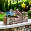 Moroccan Mexican Decorative Box with Real Mosaic Tiles on Two Sides, Table Centerpiece Box, Wood Planter Box, L20.5” X W5.6” X H4.6
