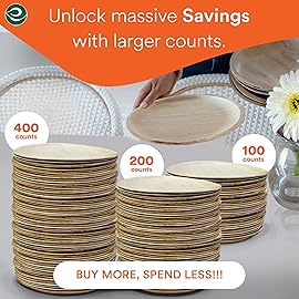 ECO SOUL Palm Leaf Plates 8(50 Count) Round Compostable Bamboo Plates Heavy- Duty, Biodegradable Eco-Friendly Dinnerware for Christmas Party Dinner, Wedding, Holiday & Event