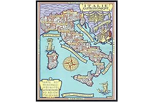 Italian Wall Decor: Map of Italy Food Poster