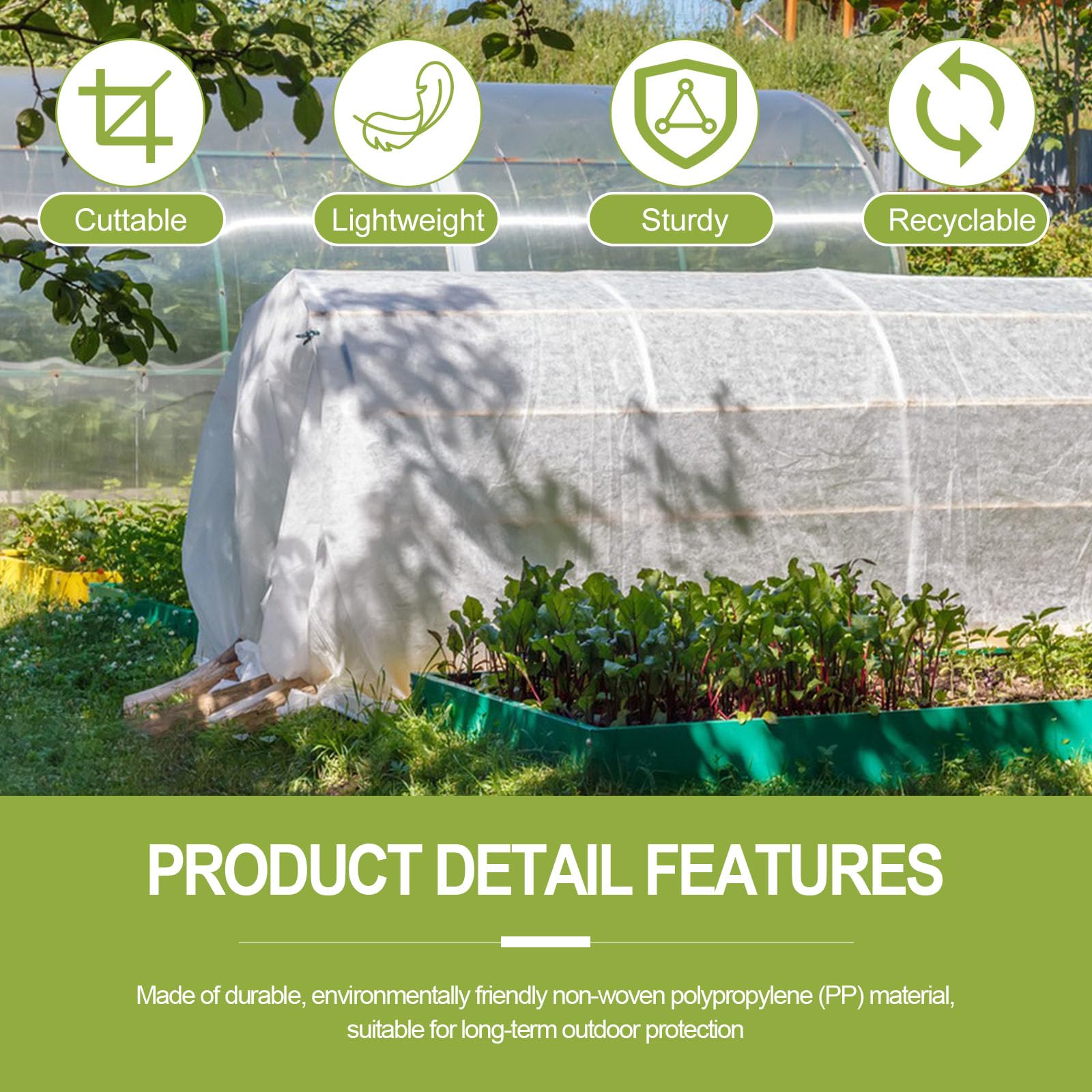 Cubiertas para plantas, protección contra la congelación, 10 x 50 pies, reutilizables, gruesas, cubiertas flotantes de invierno, manta de tela de sombra, tela de jardín, cubierta de plantas para camas
