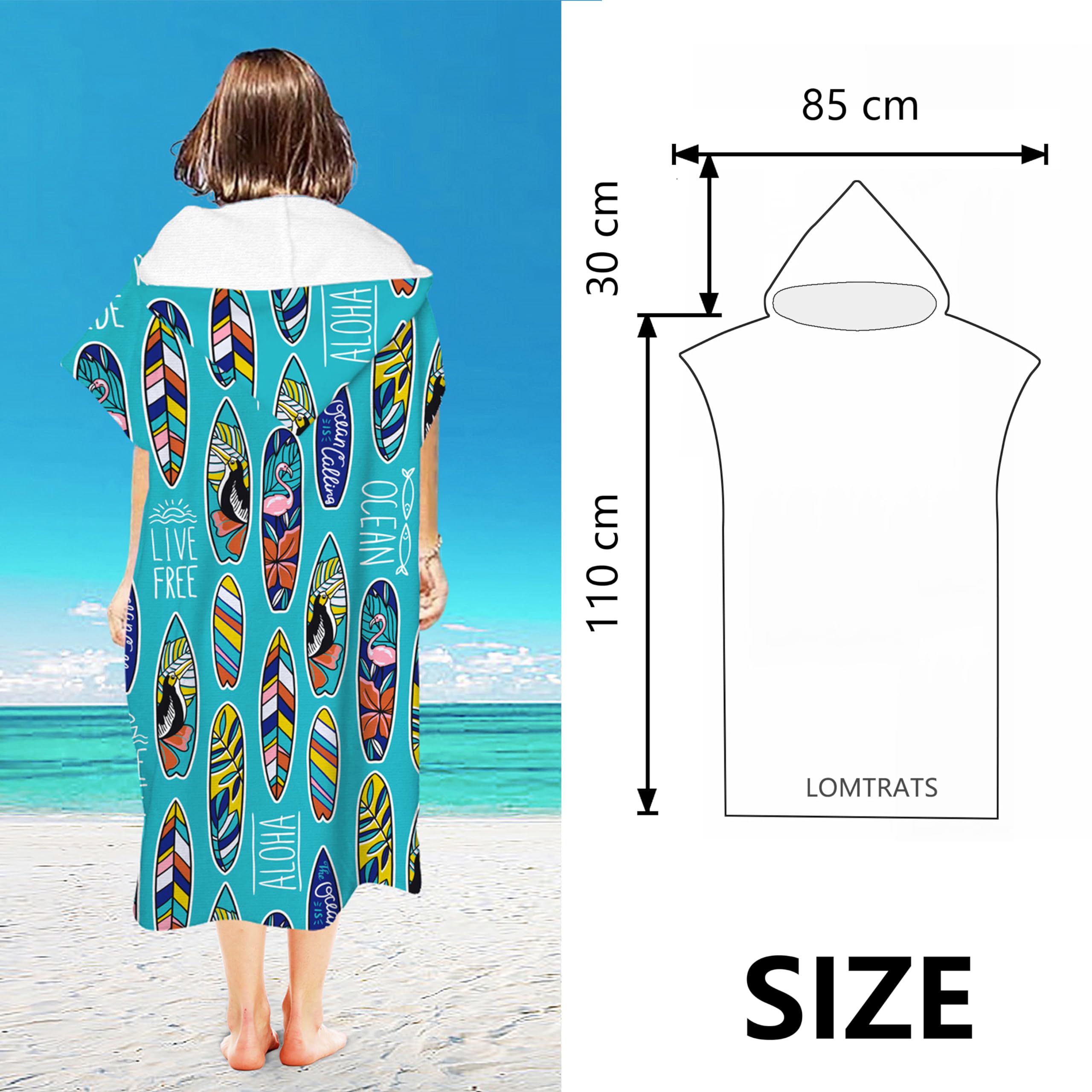 LOMTRATS Quick-drying Surf Poncho, Changing Towel, Bathrobe - Image 3