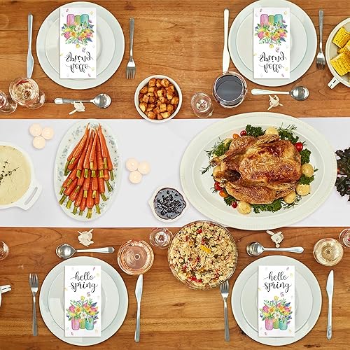 Miniatura 6 de Paquete de 100 servilletas de invitados de primavera servilletas de invitados de flores servilletas de papel de tarro de masón toallas de mano