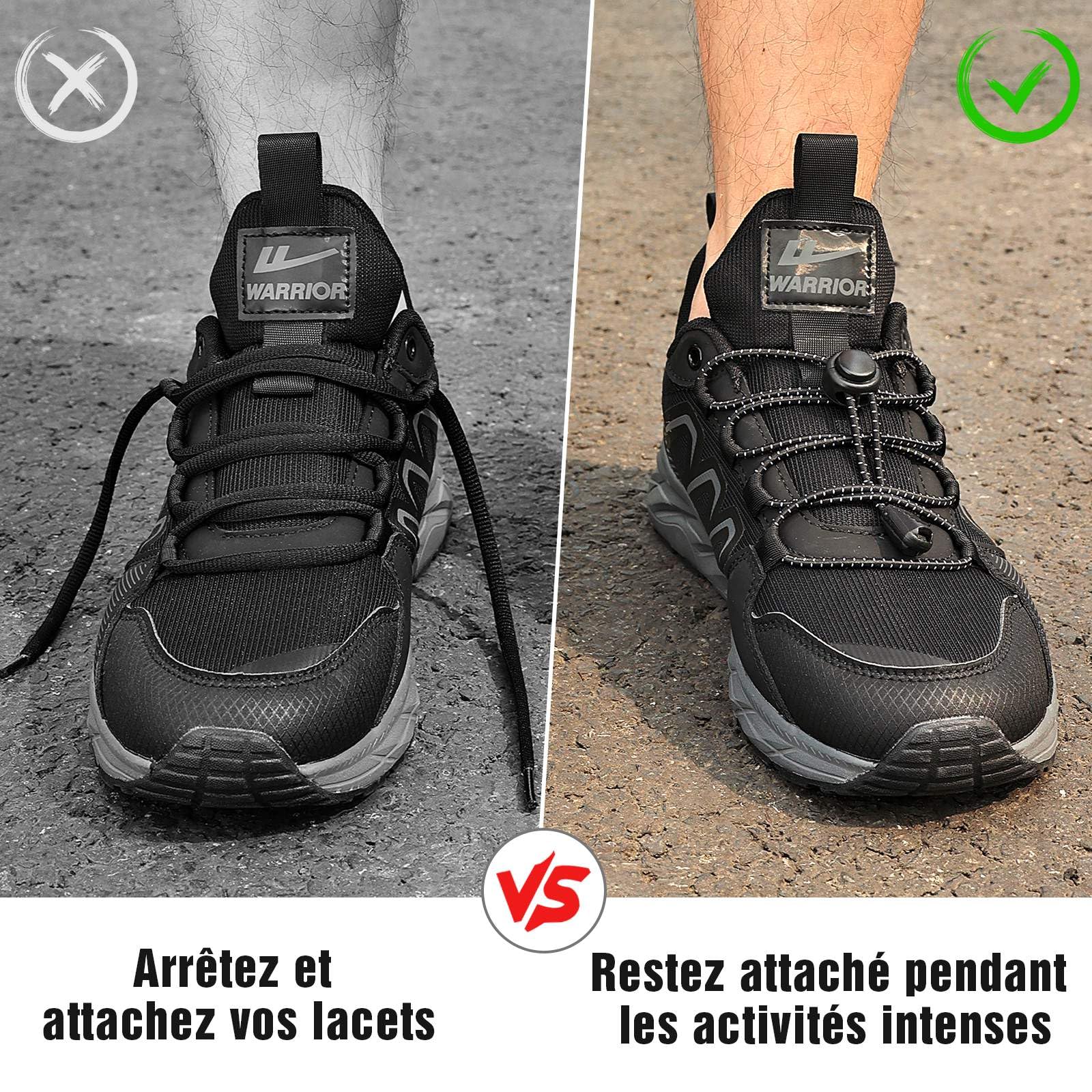Lacets Élastiques Autobloquants 120 cm - Système ultra rapide sans laçage pour Enfants, Adultes