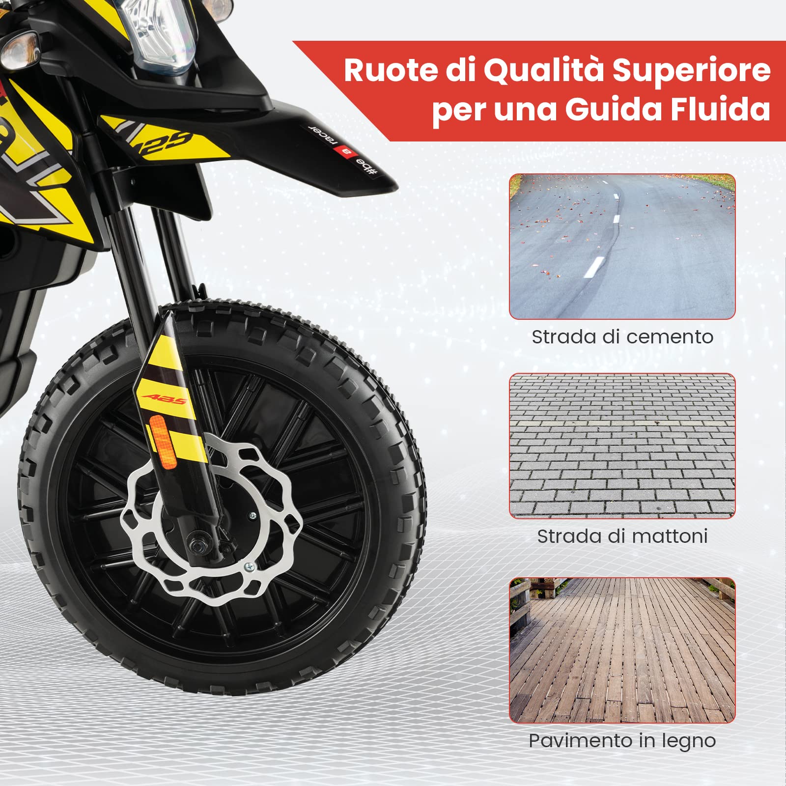 COSTWAY 12V Aprilia Moto Cavalcabile per Bambini, Motocicletta Elettrica con Ruote Ausiliarie e Musica Wireless, Sospensione a Molla, Moto Elettrica alla Moda per Bambini 3-8 Anni (Nero)