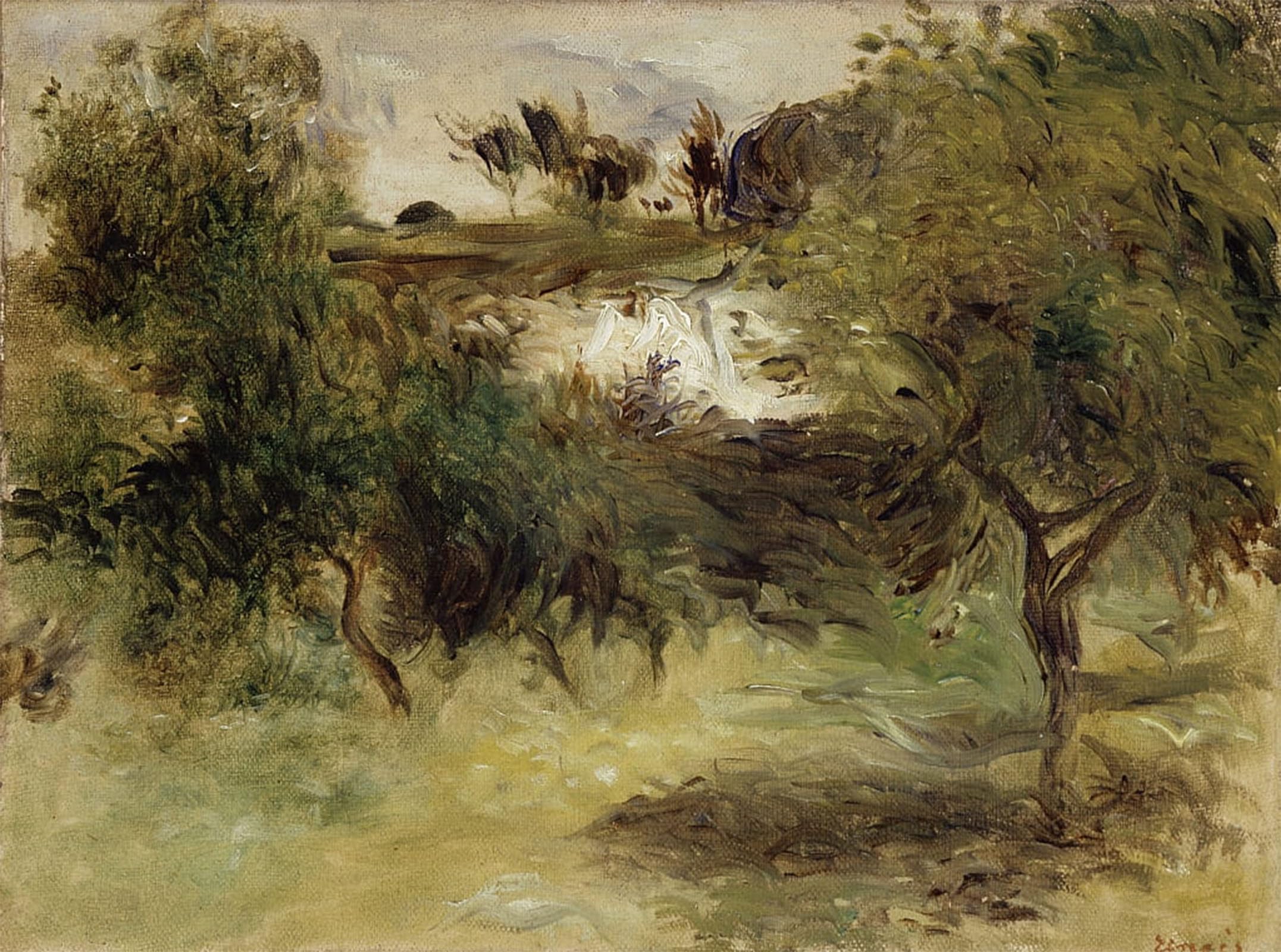 HRJUBWREE Famous Paintings Pictures Artwork Picture Landscape with Trees Late by Pierre Auguste Renoir Photo Wall Print for Home Decor 60x90cm