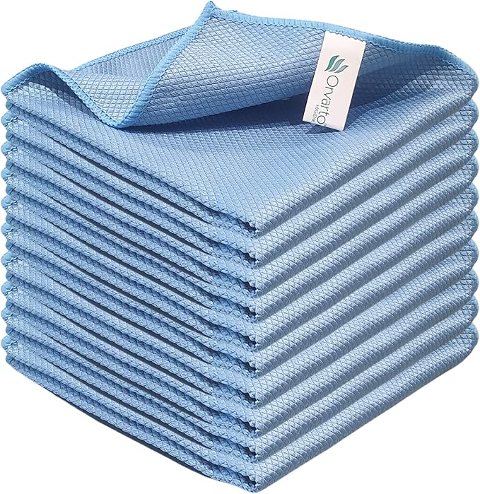Orvarto 10 x Fish Scale Cleaning Cloths 36x36cm. Microfibre Nanoscale