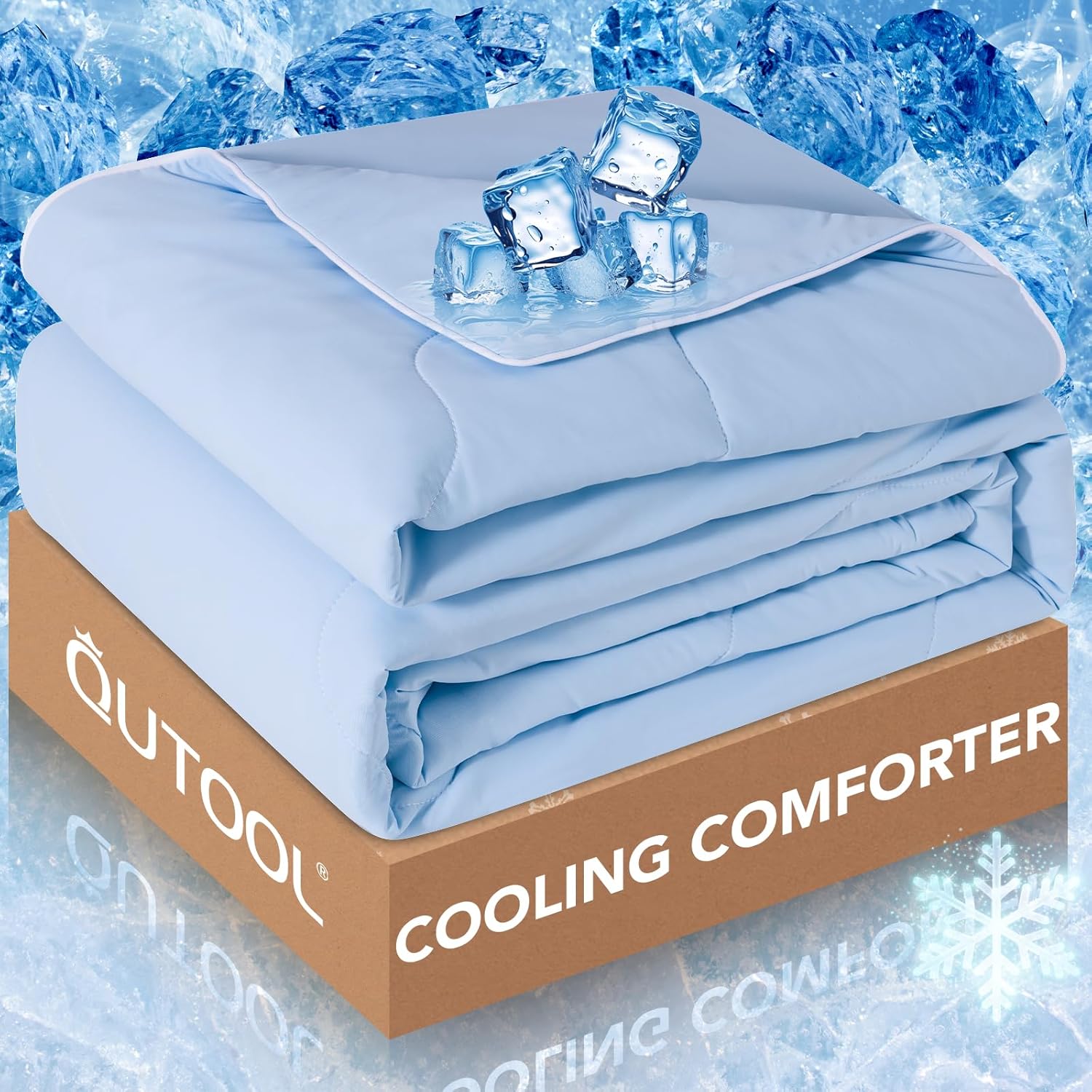 QUTOOL® Coolzzz® Cooling Blankets for Hot Sleepers and Night Sweats All Season,Cooling Comforter Queen Size,Double-Sided Cool Technology Absorbs Body Heat,Q-Max>0.4,Lightweight Breathable,Blue,90"x90" Cooling Blue Comforter Full/Queen(90"x90")
