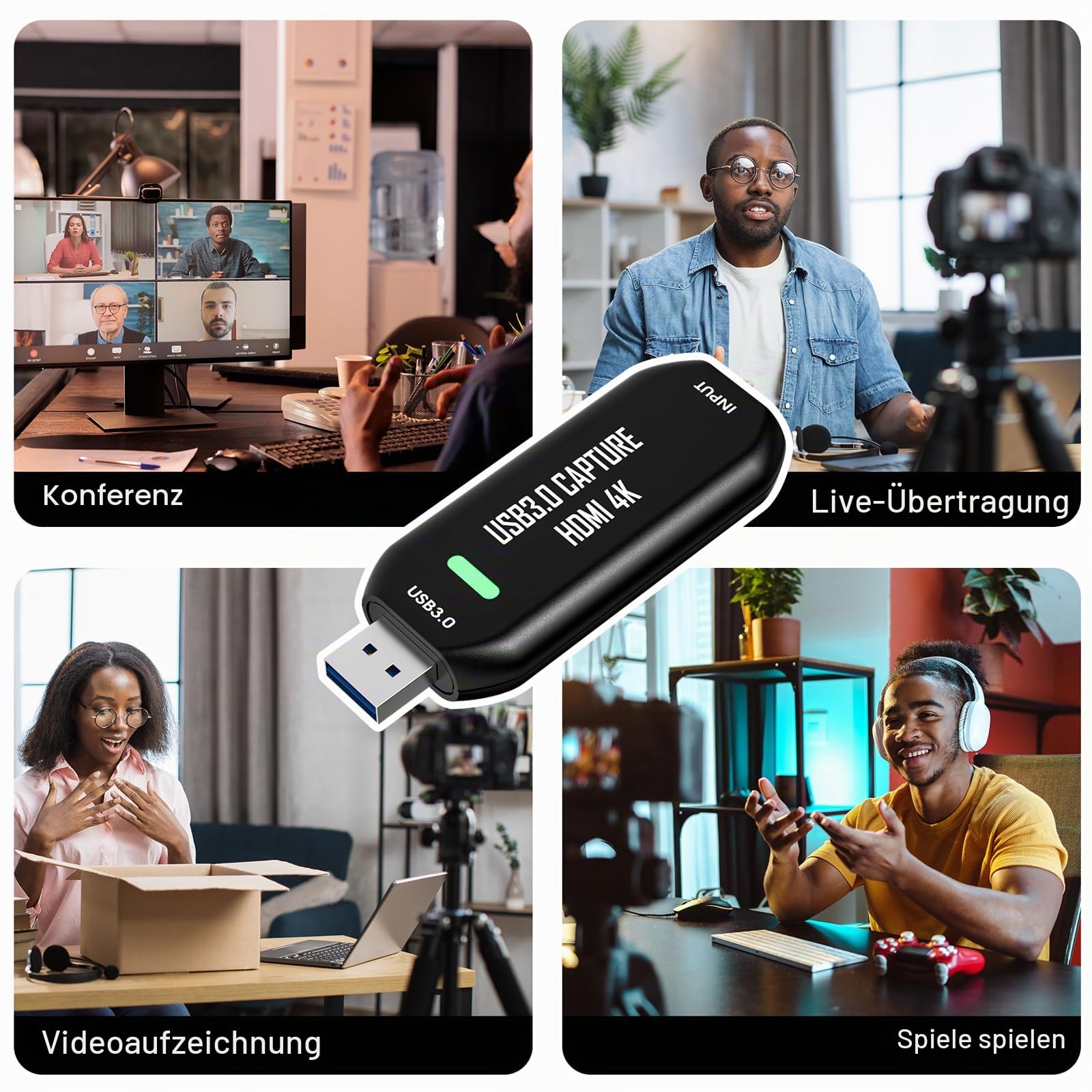 Cam Link 4K, Externe Kamera Capture Card für DSLR, Camcorder, Action Cam als Webcam, Streamen und Aufnehmen in 2K50/1080P 60FPS, HDMI zu USB 3.0 für Streaming auf OBS/Zoom