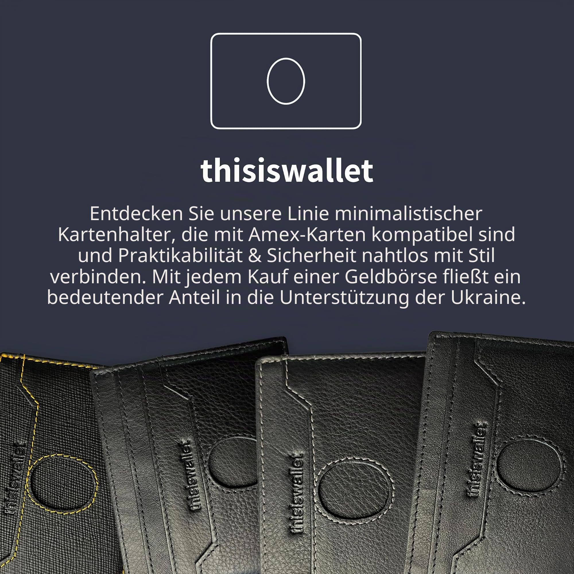Minimalistische Geldbörse für 2 Karten für Damen & Herren – Echtes Leder Ultra Dünn Schwarz Kreditkartenetui – Kompatibel mit American Express Platinum