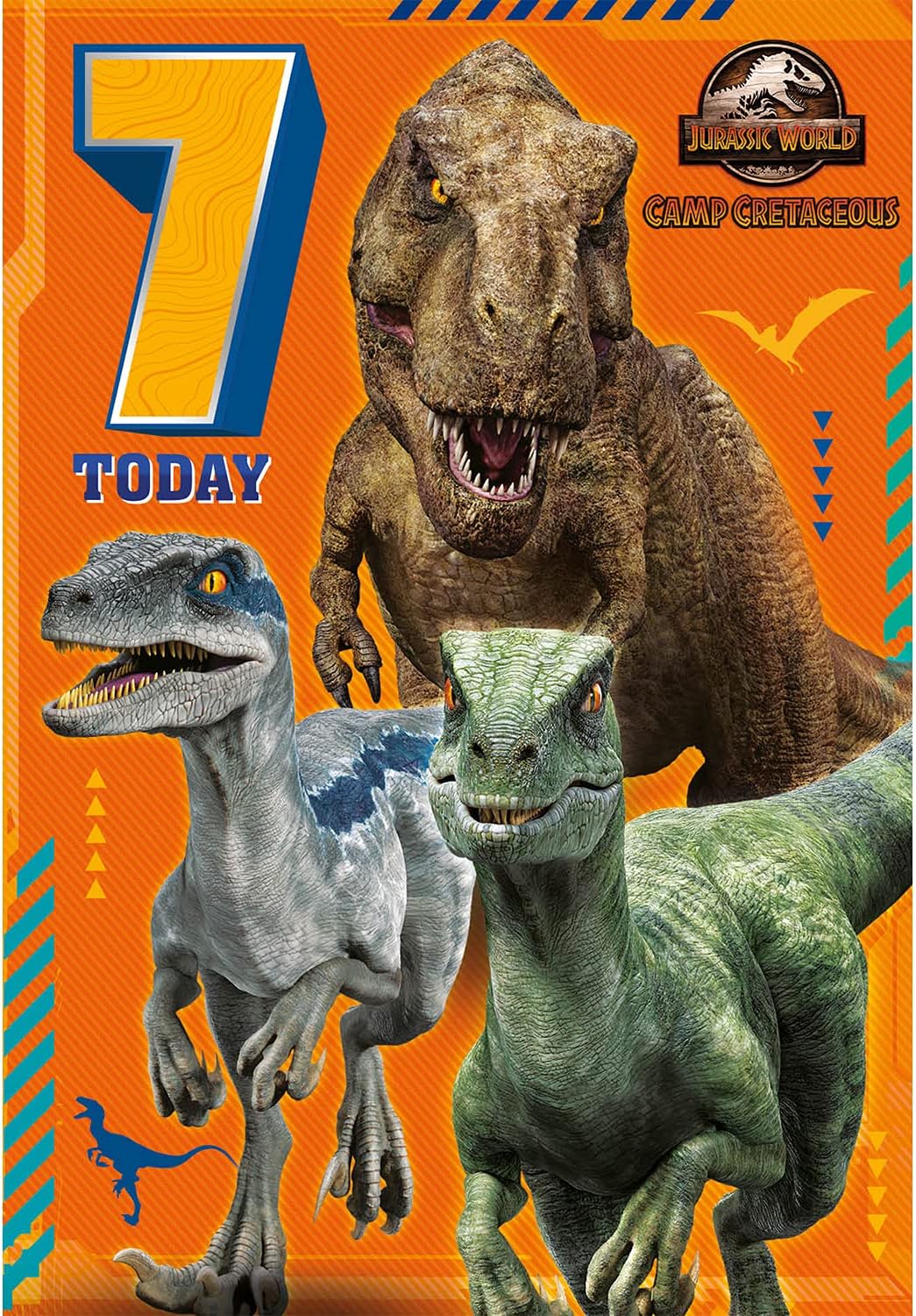 Danilo Promotions LTD Jurassic World Age 7 Birthday Card, Camp Cretaceous