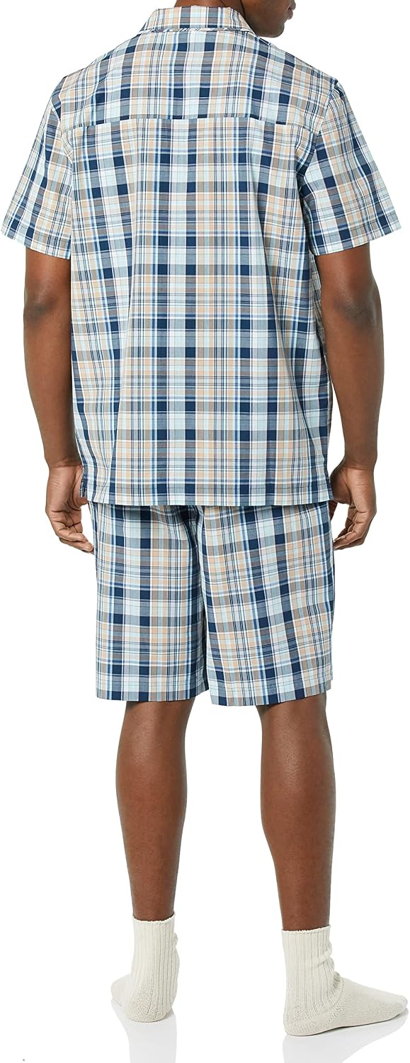 Amazon Essentials Mens Lightweight Woven Short Pajama Set with Notch Collar and Button Loungewear - Image 2