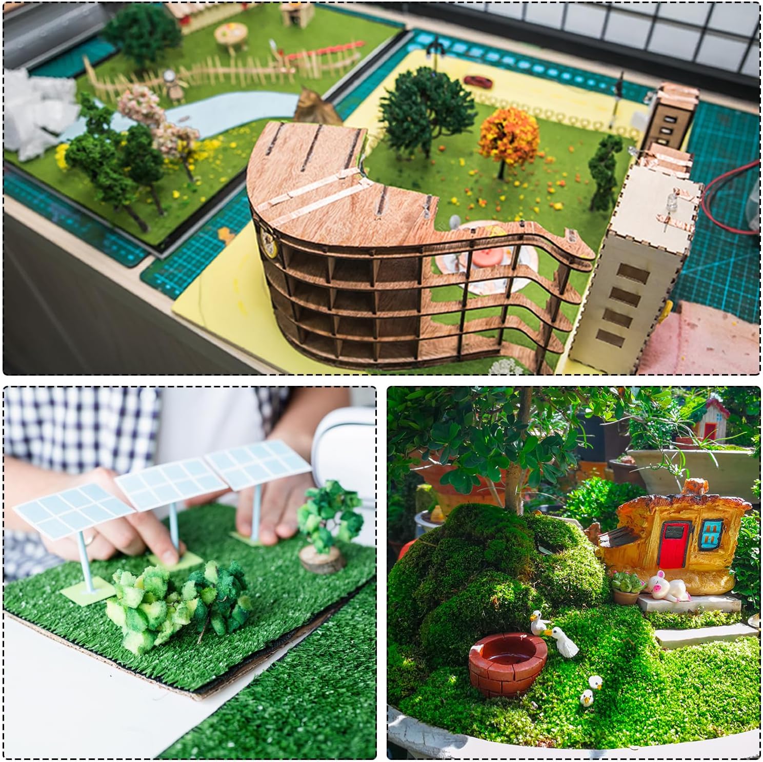 MECCANIXITY 5pcs Artificial Model Grass Mat 14" x 20"(35cm x 50cm) Golden Yellow Small Realistic Fake Turf for Garden Lawn Decoration Model