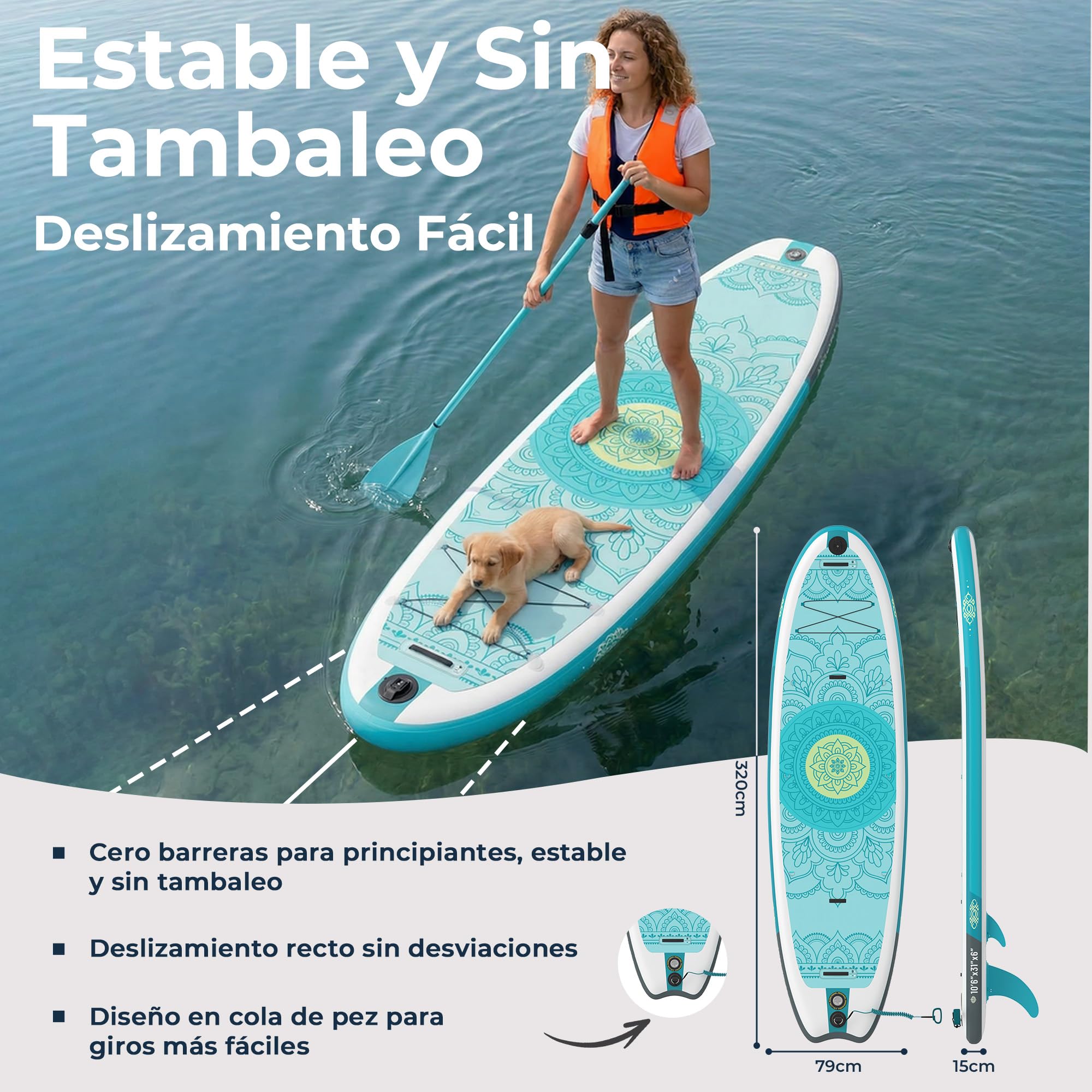 Devoko Tabla Paddle Surf Hinchable 330cm 2 en 1 con Kayak Hinchable Plazas y Accesorios hasta 130kg para Surf, Pesca, Yoga