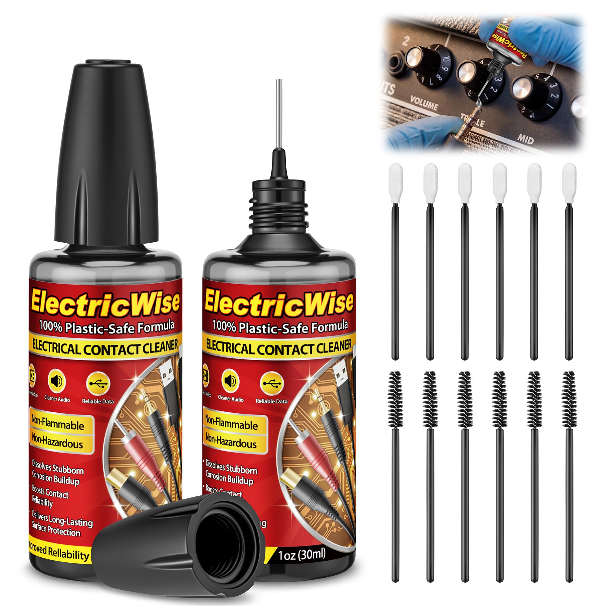 Photo 1 of 2 Pack 1 oz Electronic Contact Cleaner, Precision Needle, Brushes & Swabs