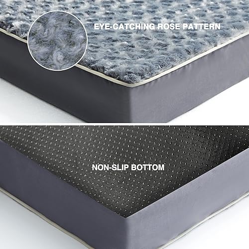 Miniatura 3 de Cama ortopédica grande para perros medianos, grandes y extragrandes, alfombrilla de espuma para mascotas con funda extraíble de felpa rosa, forro