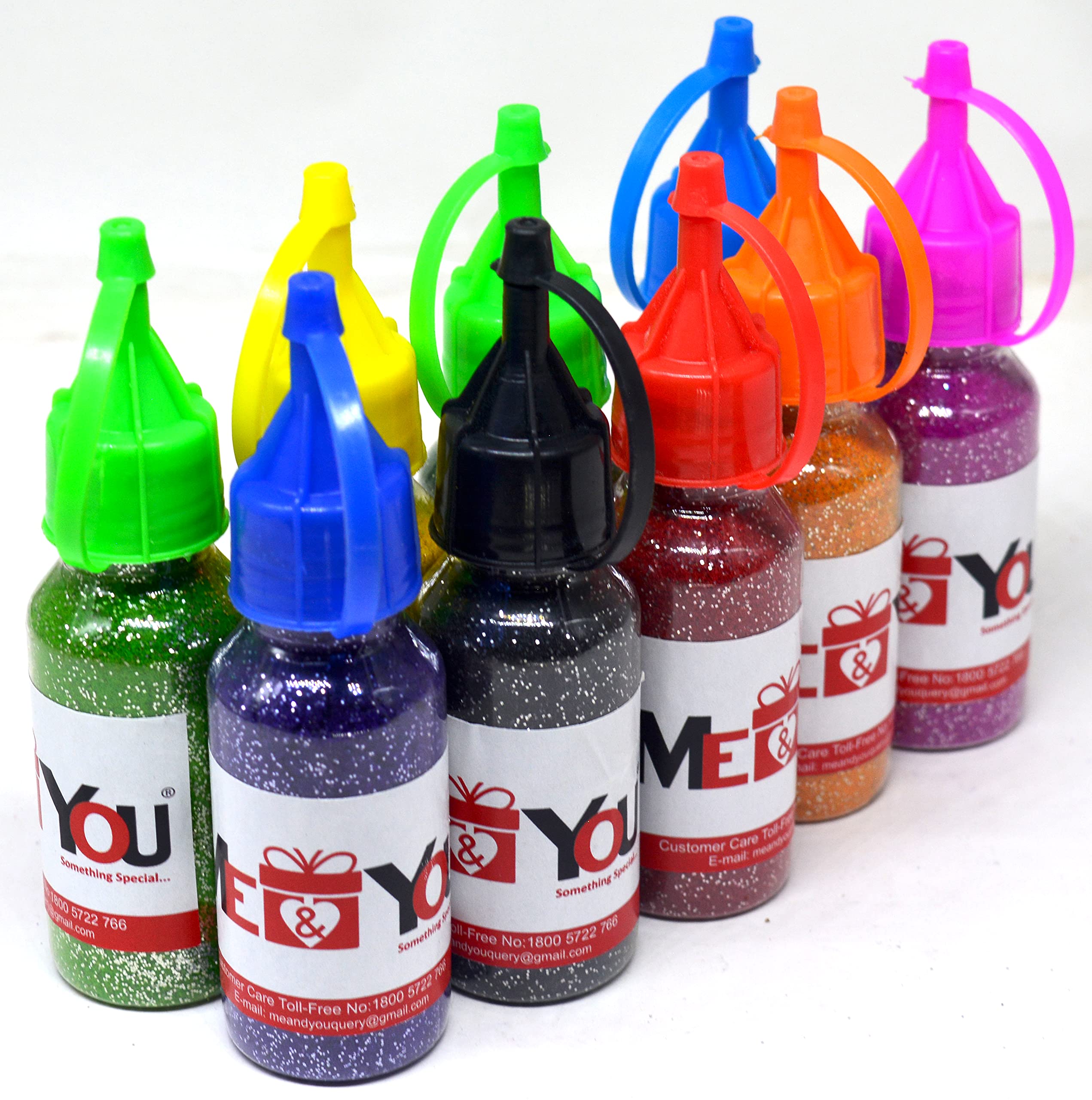 ME & YOU Easy to Use PVC Squeeze Bottle Rangoli Glitter Color Powder (80g Each) -Pack of 9-image-33