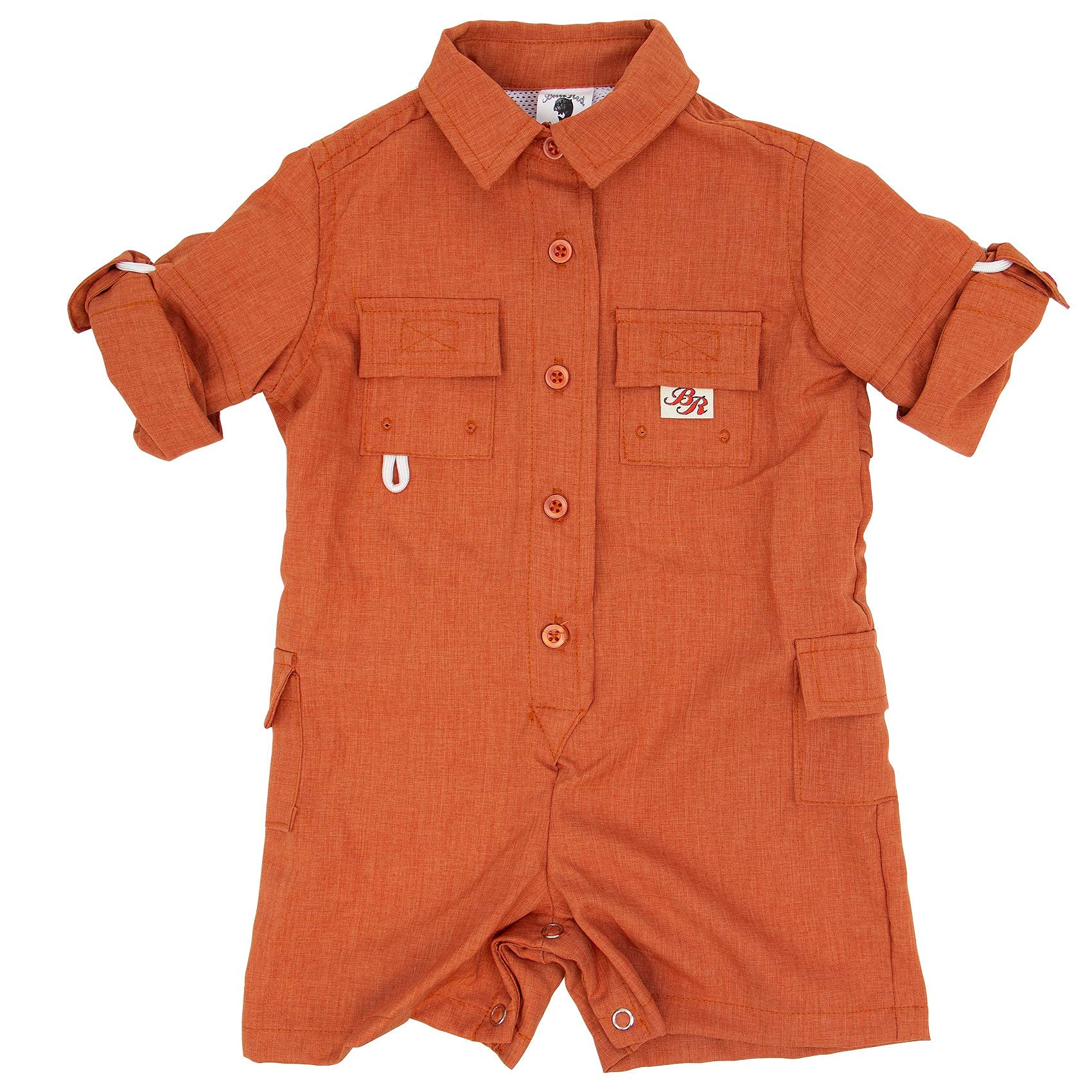 Bull Red Unisex One Piece Romper Fishing Shirt Orange