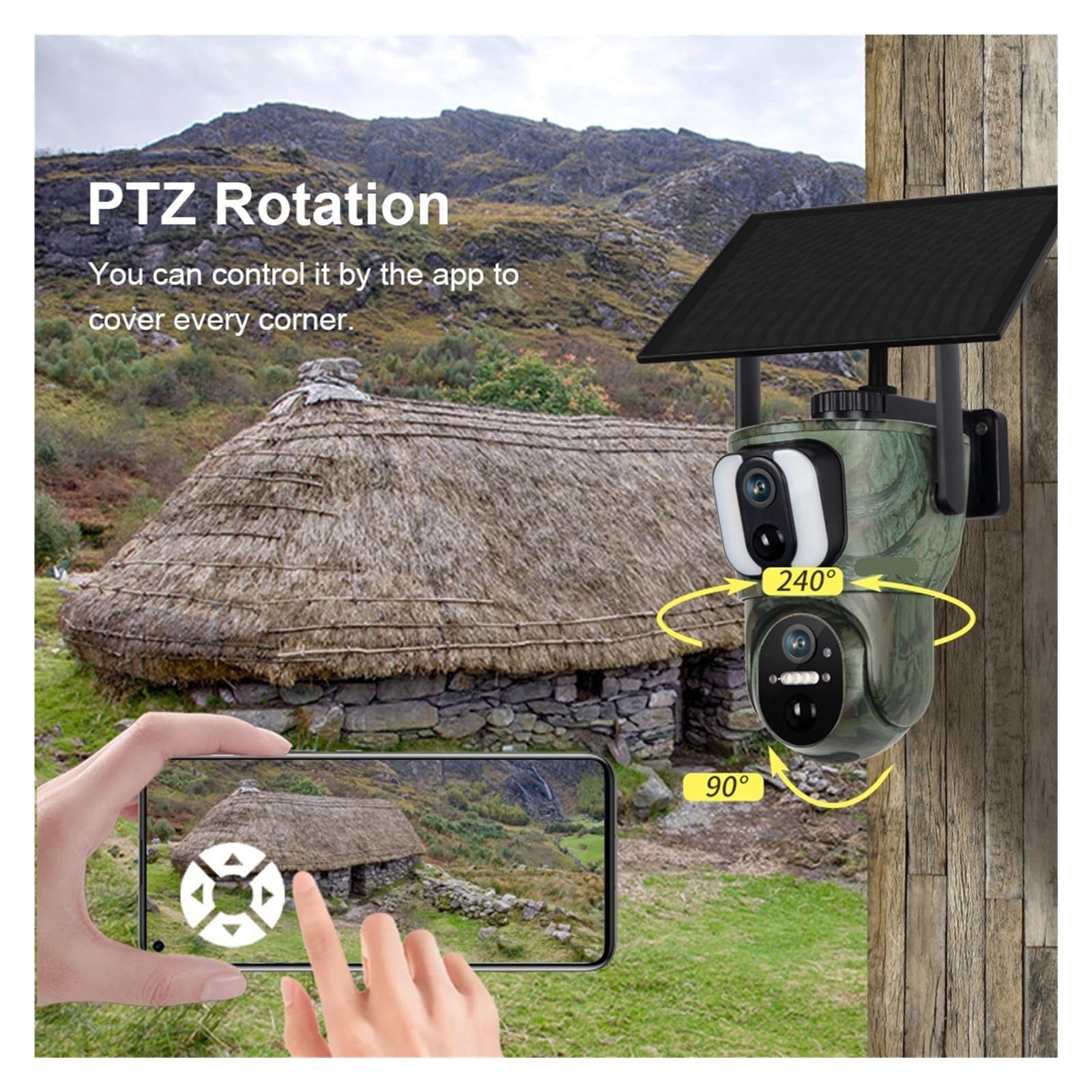 Cámara Solar 4K 4G/WiFi cámara de rastreo de Pantalla Dual detección PIR al Aire Libre visión Nocturna cámara de Monitor de Caza de Vida Salvaje(4G CAM Add 128G)